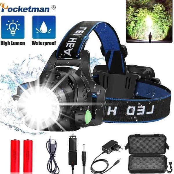 Headlamps Led Headlamp L2 Zoomable Headlight Head Torch Flashlight Head lamp by 18650 battery for Fishing HuntingCL240807