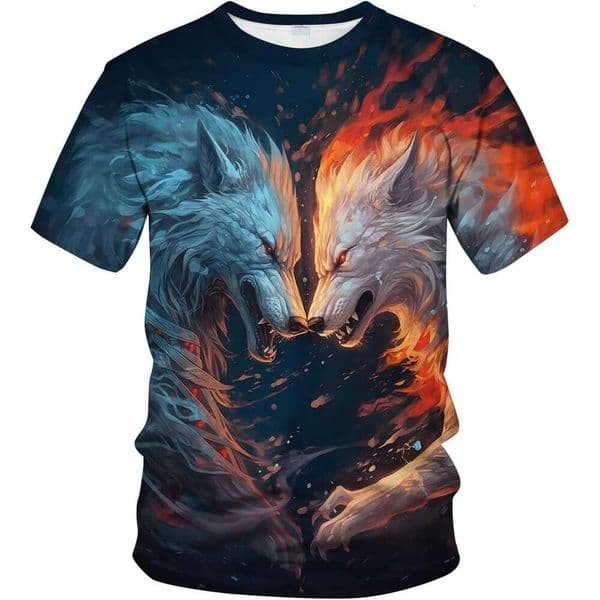 Mens T shirt Retro Wolf Shirt Novelty Animal Pattern Printed T-Shirt Casual Short Tee Top shirts tshirt graphic tee tops summer clothes Free shipping