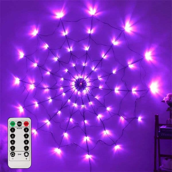 Spider Web Lights Halloween Decoration Cobweb Light for Outdoor Window Wall Garden Patio Yard String light Decor Y240807