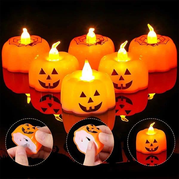 1-20PCS Halloween Pumpkin Lights LED Electronic Candle Lights Halloween Horror Props Home Bar Haunted House Decoration Props Y240807