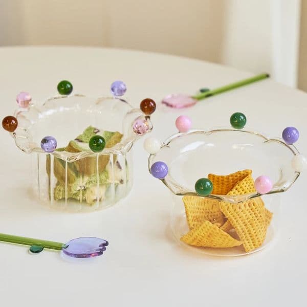 Crown Bowl Salad Bowl Cute Bowl Fruit Plate Dish Glass Bowl Snack Candy Cake Bowl Ice Cream Cup Fruit Bowl Home Decor Storage 240808