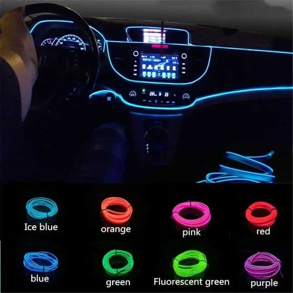 1M/3M/5M car interior led light strip EL flat wire interior lighting for the car DIY decorations light USB atmosphere lights Y240807