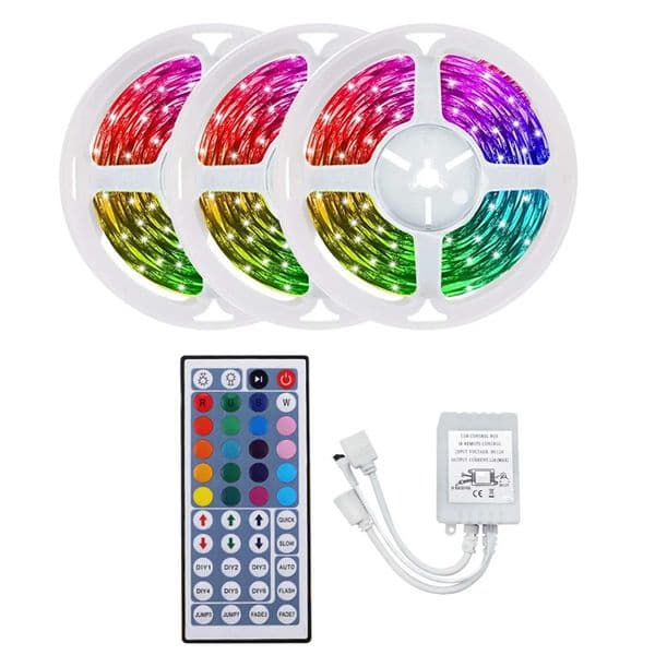 15M 3528 RGB LED Strip Light 900LEDs Flexible LED Light Strip with 44 Key Remote for Halloween Christmas Bedroom Y240807