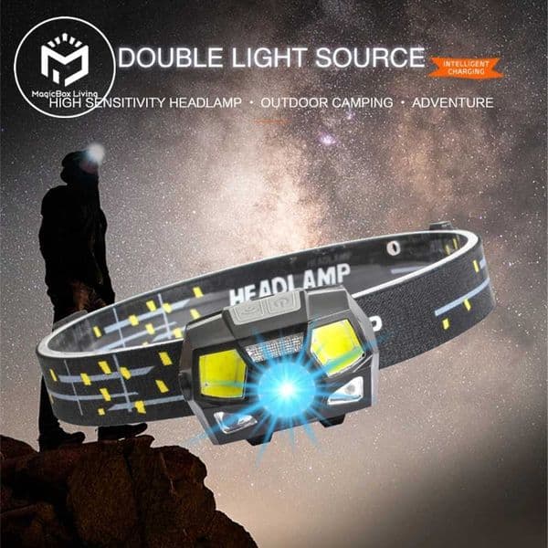 5 Modes XPE+COB Motion Sensor Headlamp Flashlight Waterproof Camping USB Rechargeable LED Head Lamp Running Fishing HeadlightCL4087