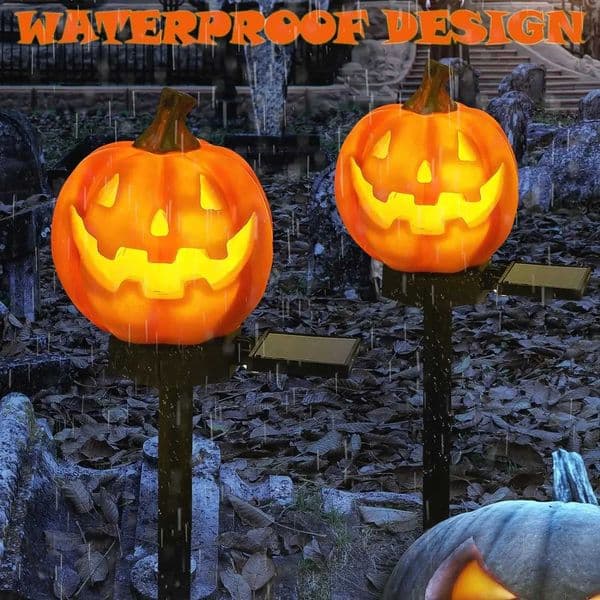 Halloween Pumpkin Pathway Solar Lights Crow Skull Yard Stake Lamp for Garden Yard Lawn Pathway Home Party Decoration Waterproof Y240807