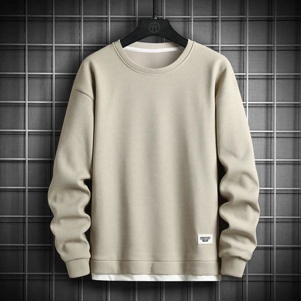 Solid Color Sweatshirt Men Hip Hop Streetwear Long Sleeve O Neck Pullovers Mens Sportswear Fashion Causal Sweatshirt Tops 240808