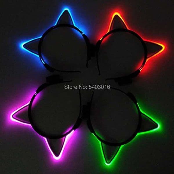 NEW LED Light up Headwear 6 Lighting colors Cat Ear LED Flashing Headband LED Headband Rave Women Girls Glow Party Supplies Y240807