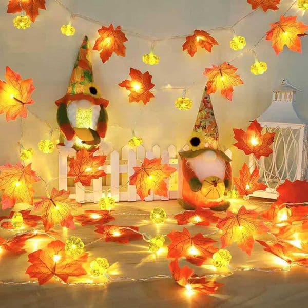 1.5m/3m Maple Leaves Pumpkin LED Light String Fairy Lights Garland for Autumn Wedding Holiday Party Garden Decoration Lights Y240807
