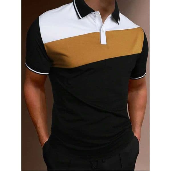 Mens summer short sleeved magic colored polo shirt mens slim fit sports golf 240807