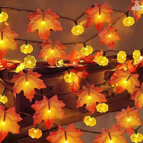 1.5M 10led Pumpkin Maple Leaf String Light Halloween Decoration Led Fairy Light Garland Autumn Home Party Decor Garden Yard Deco Y240807