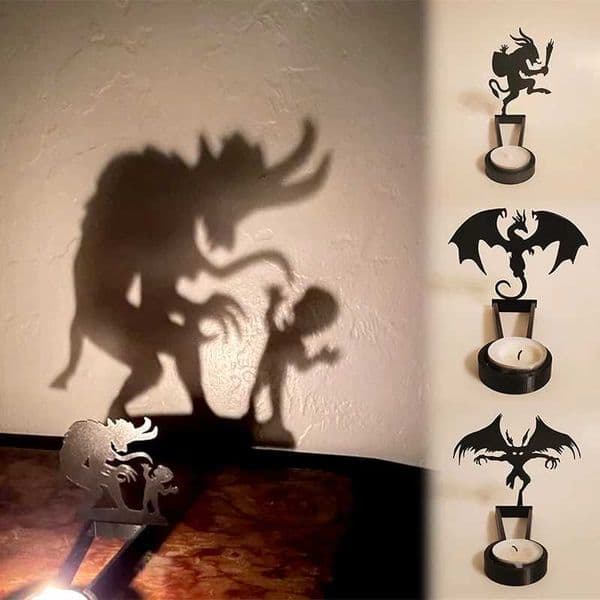 Creative Halloween Metal Candle Holders Novelty Terror Ghost Bat Shadow Candlestick Festival Party Table Atmosphere Decorations Y240807