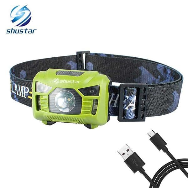 Body Motion Sensor Headlamp Induction USB Rechargeable Headlight 2 Switch Modes Head Flashlight Torch lamp For Camping+USB cableCL240807