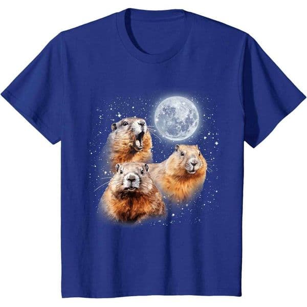 T shirt for Mens Funny Three Groundhog Moon 3 Groundhog Head Groundhog Day T-Shirt Shirts Tshirt Graphic Tee Casual Tops Clothes Short sleeve Free shipping