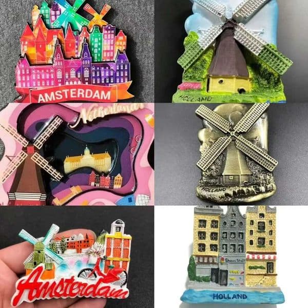 Metal Fridge Magnets Netherlands Amsterdam Tourist Souvenirs Refrigerator Stickers Resin Wooden Crafts Magnet Fridge Home DecorM240808