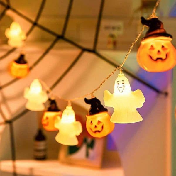 LED Fairy Lights Pumpkin Light String Halloween 3m 20LED Lighting 3D ghost Lantern Batteryfor Halloween Christmas Easter Decor Y240807