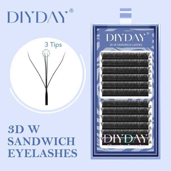 DIYDAY 3D W Sand Eyelashes Three-core Shape Faux Eyelashes Premade Volume Fans W Style Shaped 3D Mink False LashesM240806