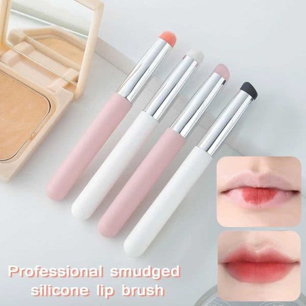 Soft Bristle/Silicone Lip Brush Mini Portable Concealer Brush Natural Look Lipsticks Applicator Washable Makeup Brush Tool Y240807