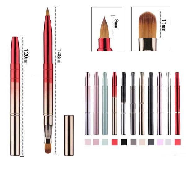 Retractable Lip Makeup Brush Lipstick Lip Gloss Brush Telescopic Dual Use Lip Eyeshadow Brush Beauty Tool With Protect Cap Y240807