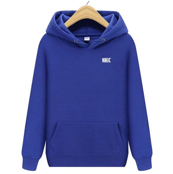 Fashion Men's Brand Blue Hoodie with Street Casual Sports Style Long Sleeve letter printed Fleece Sweatshirt for Autumn and Winter