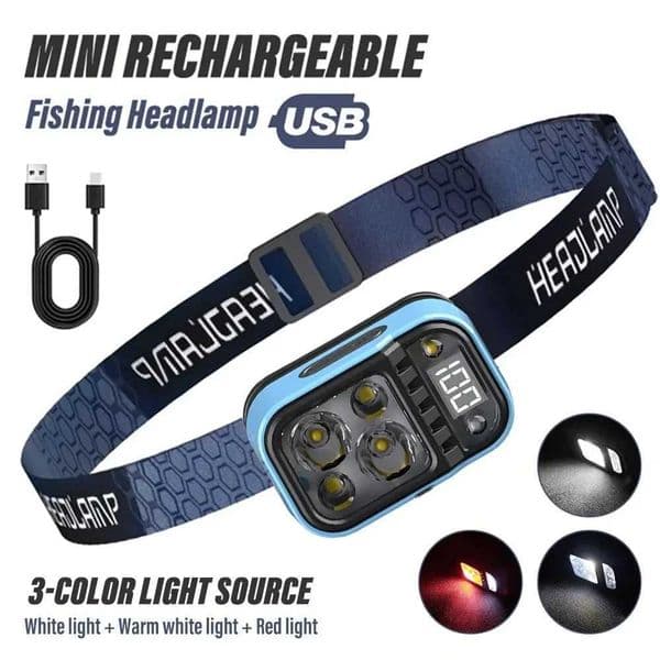 Multifunctional COB LED Sensor Headlamp Built-in Battery USB Rechargeable Fishing Headlight Outdoor Camping Emergency Head LampCL240807