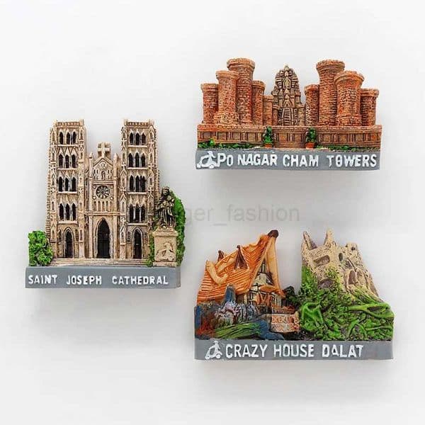 3D fridge magnet Southeast Asia Vietnam crazy house Da Nang mount Bana magnetic refrigerator paste Vietnam tourist souvenir giftXJ240809