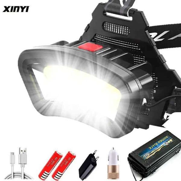 led headlight USB rechargeable 200m Long Lighting Distance Wide Angle COB Head Lamp Lantern For Hike Outdoor Use 2*18650CL240807