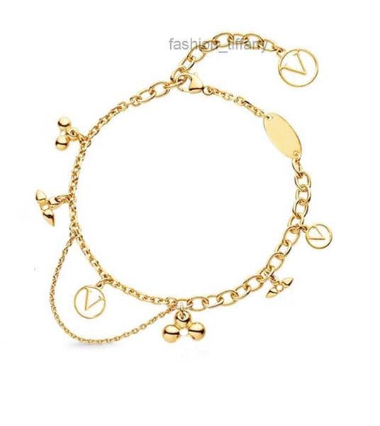 Vintage Jewlery Designer For Women Enamel Letter Crystal Flower Jewelry Sterling Sier Bangle Bracelet Gold Charm Braclet Gift 110