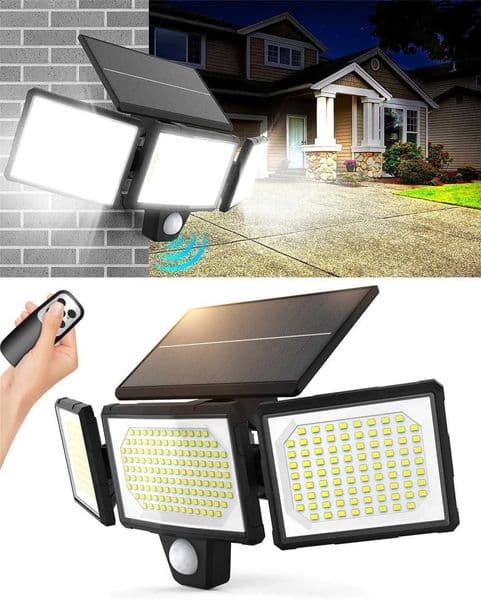 Solar Light Outdoor 304/172 LED Integrated Super Bright Motion Sensor Strong Power IP65 Waterproof 3 Working Modes Garden WallCL240809