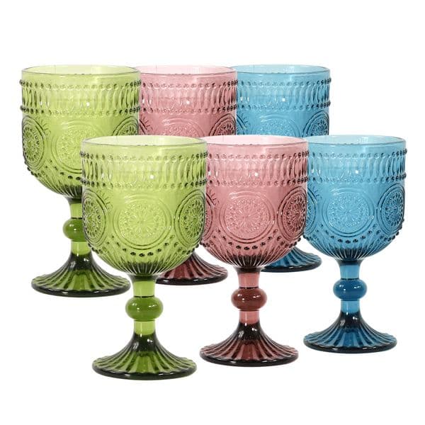 Wholesale Wine Ml Glasses Oz Vintage Pattern European Emed Stained Lamp Thick Goblets For Party Wedding Suower Style