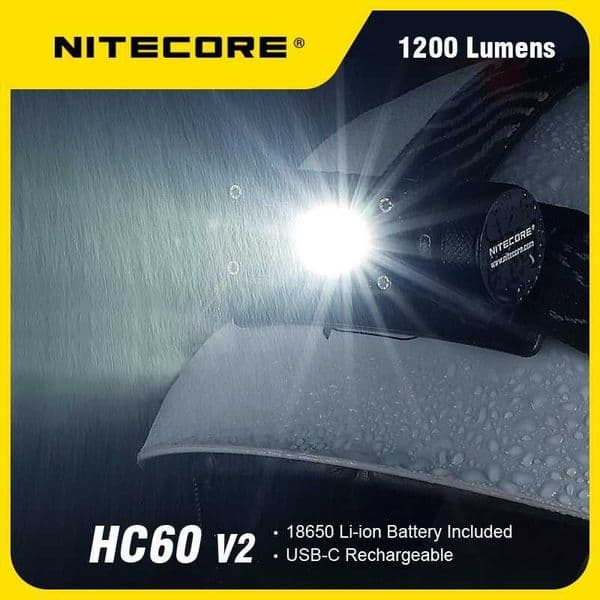 NITECORE HC60 V2 18650 Headlamp 1200 Lumens OSRAM P9 LED USB-C Rechargeable LED Headlight Waterproof Outdoor Fishing Head LampCL240807
