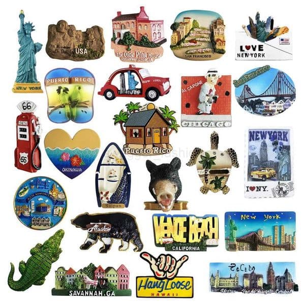 North America USA New York San Francisco Puerto Rico Fridge Magnets Tourism Souvenir Refrigerator Magnetic Collection GiftXJ240809