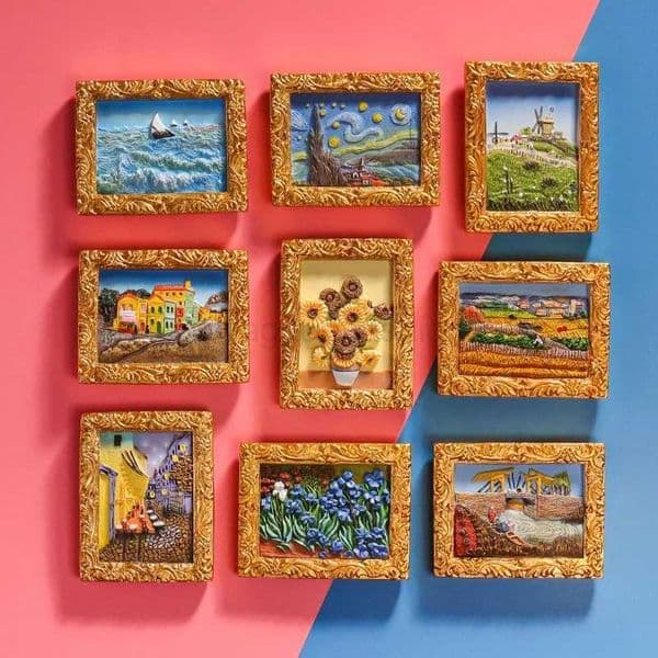 3D Vincent Van Gogh Painting Fridge Magnets Creative Fridgerator Door Decorations Pretty Artwork StickersXJ240809