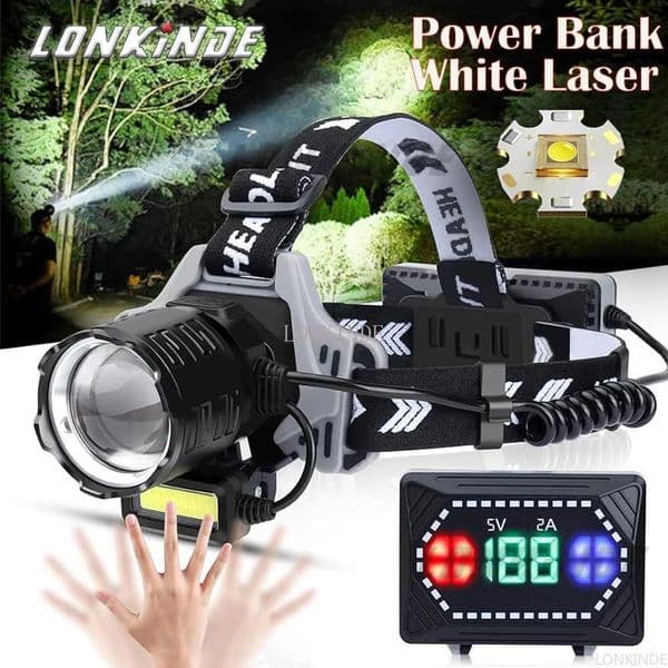 12000 Lumens Super Bright White Laser Headlamp with Motion Sensor Shot 1500m led Headlight IPX7 Waterproof Head Lamp for CampingCL240807