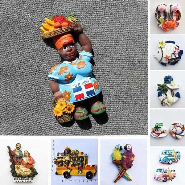 Dominican Republic Black Lady Carnival Bus Santa Domingo Church Punta Cana Macaw Resin fridge Magnet Tourist SouvenirsXJ240809