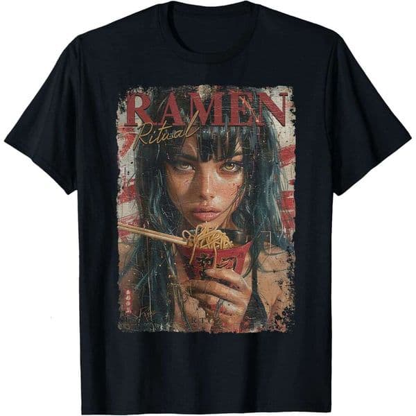 Summer T shirt for Mens Pin-up Girl Ramen Noodle Anime Manga Asian Ramen T-Shirt Shirts Tshirt Graphic Tee Casual Tops Clothes Short sleeve