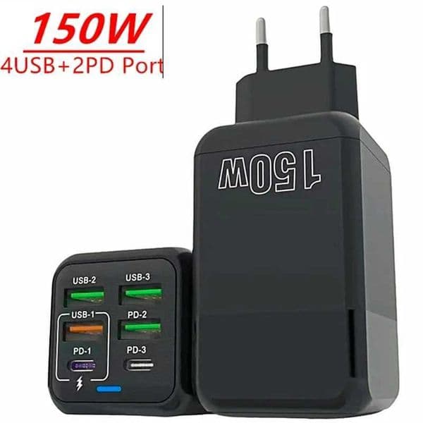 150W 6 Ports USB C Charger Fast Charging Type C PD QC4.0 USB C Phone Charger Adapter For iphone Samsung Huawei iPadM240809
