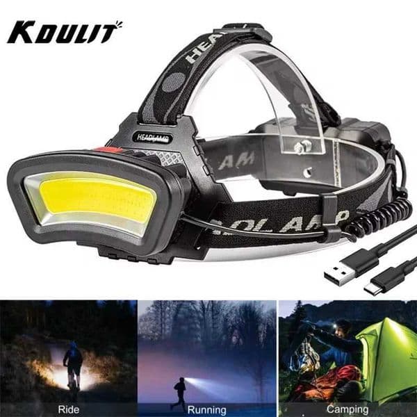 KDULIT Most Powerful LED Headlight COB LED Head Lamp Power Flashlight Torch Head Light 18650 Battery Best for Camping FishingCL240807