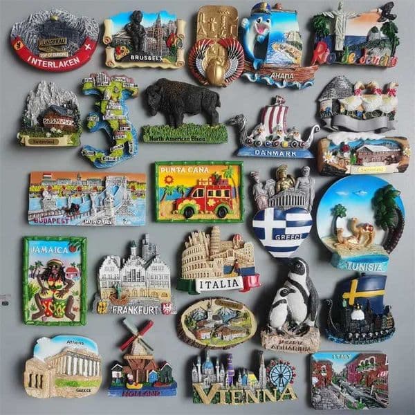 Italy Switzerland Interlaken Jakarta Punta Cana Creece Stockholm Fridge Magnets Tourist Souvenirs Magnetic Refrigerator StickerXJ240809