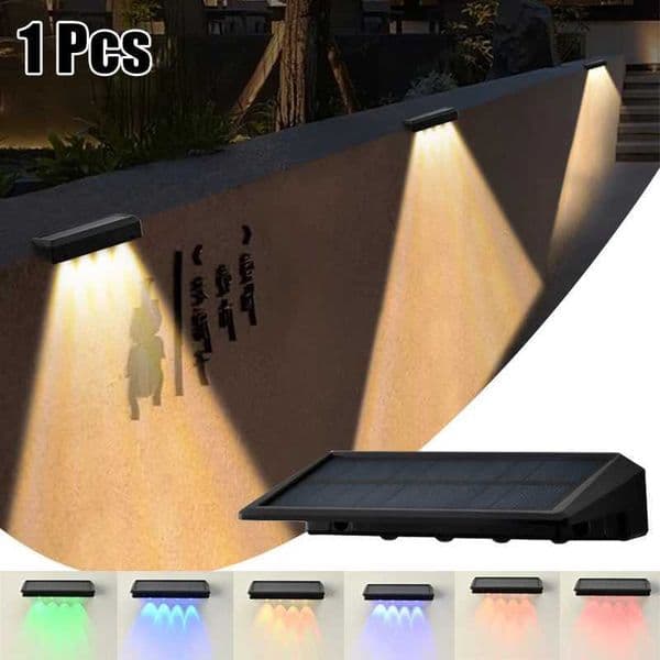 1 Pcs Solar Wall Light Outdoor Waterproof Lighting LED Fence Lamp for Courtyard Decoration or Garden Exterior Wall IlluminationCL240809