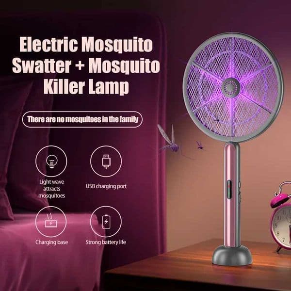 3 IN 1 Electric Mosquito Swatter Fly Swatter USB Rechargeable Mosquito Killer Fly Catcher UV Light Insect Trap Repellent Lamp Y240810