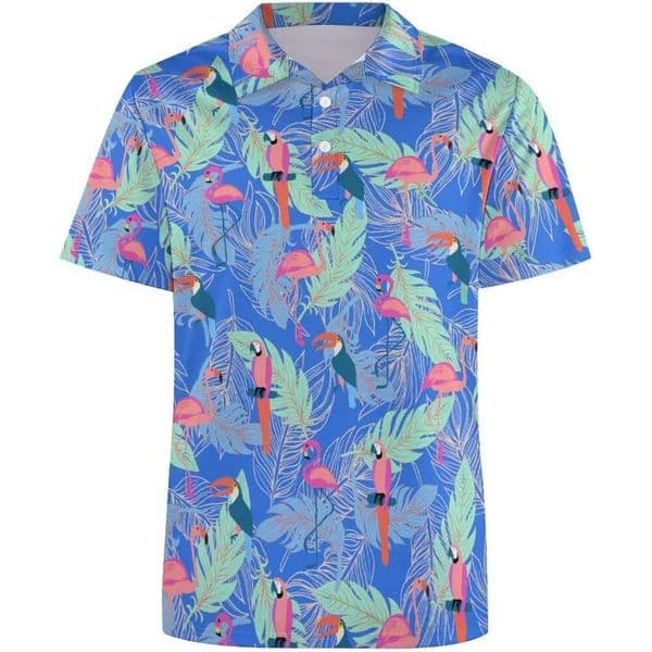 Fashion Mens Polo shirt for Men Flamingo Dry Fit Short Shirt Performance Shirts Funny Bird Golf ShirtsLarge Polos shirts tshirt Casual tops summer clothes