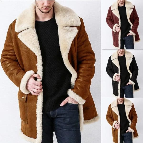 Leather and Fur Integrated Mens Jacket Autumn and Winter Thickened Jackes Suede Warm Coat Cotton Jacket 240809