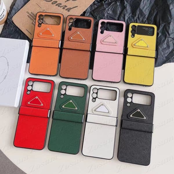 Classic Retro Designer Letter Phone Case for Samsung Z Flip 6 5 4 3 Colorful Leather Shell Bumper Cover Flip6 Flip5 Cover Galaxy S24 S23 S22 S21 S20 Ultra Note 20 10 Pro