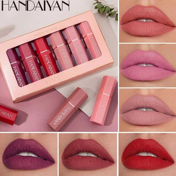 HANDAIYAN 6 Colors Lipstick Set Matte Lipstick Beauty Lip Gloss Balm 24 Hours Waterproof For Makeup Cosmetic M240810