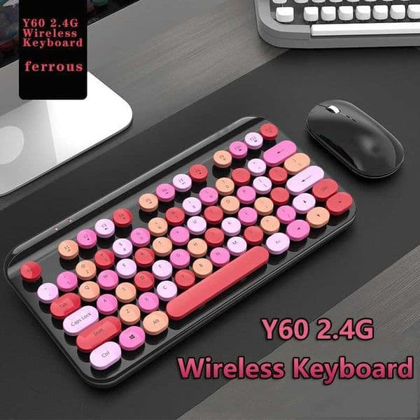 2.4G Wireless Keyboard and Mouse Set For PC Stylish Duplex Color Mechanical Keyboard For Dektop Laptop Plug and Play KeypadCL240709