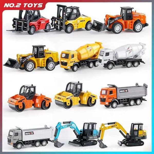 Plane HUINA 1 80 Construction Alloy Diecast Car Model Forklift Roller Dumper slot car Excavator Engineering Agitator Truck Toy Collection Gift Car Track