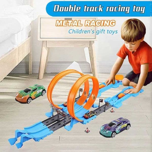 Hot Stunt Speed Double Car Wheels Model Racing Track Diy Assembled Rail Kits Catapult Rail Car Racing Boy Toys for Children Gift Y240809