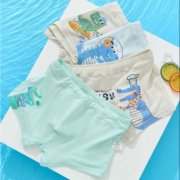 Summer Boys Thin Mesh Breathable Underwear 4 Cute Cartoon Printed Knitted 3+Y Childrens Underwear Baby Antibacterial UnderwearW240715