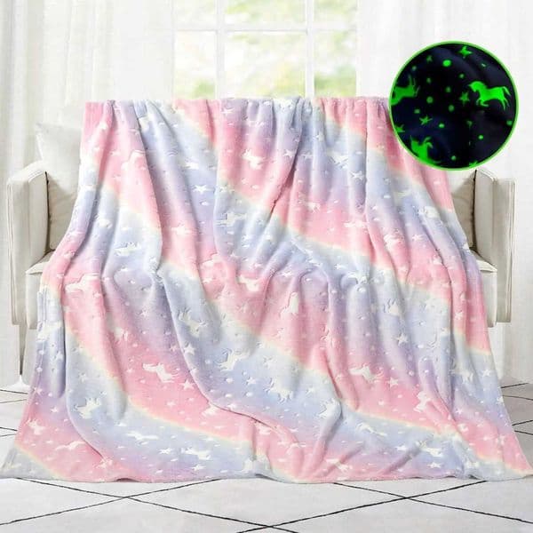 Luminous flannel cartoon pattern office blanket comfortable and soft childrens nap blanket (75 * 100cm) W240809
