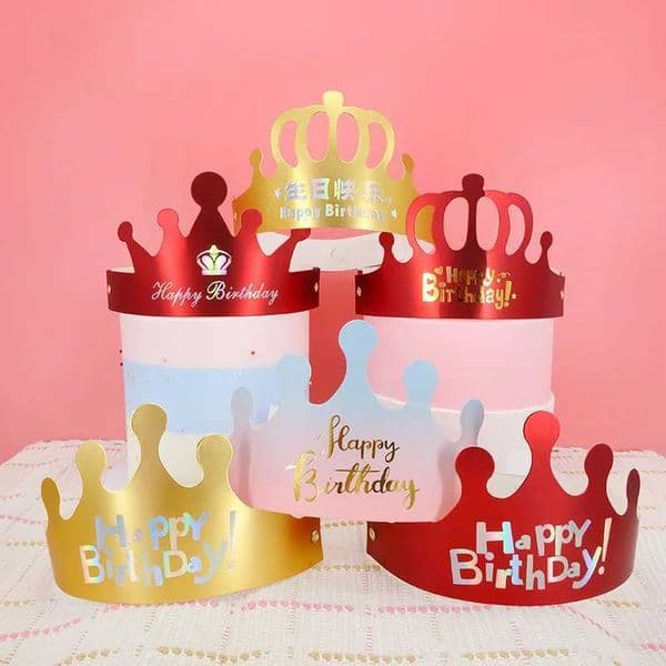 Birthday Hat Adult Children Baby Birthday First Year Holiday Party Crown Cake Headwear Gold Plated Letter Folding Birthday Hat Y240810